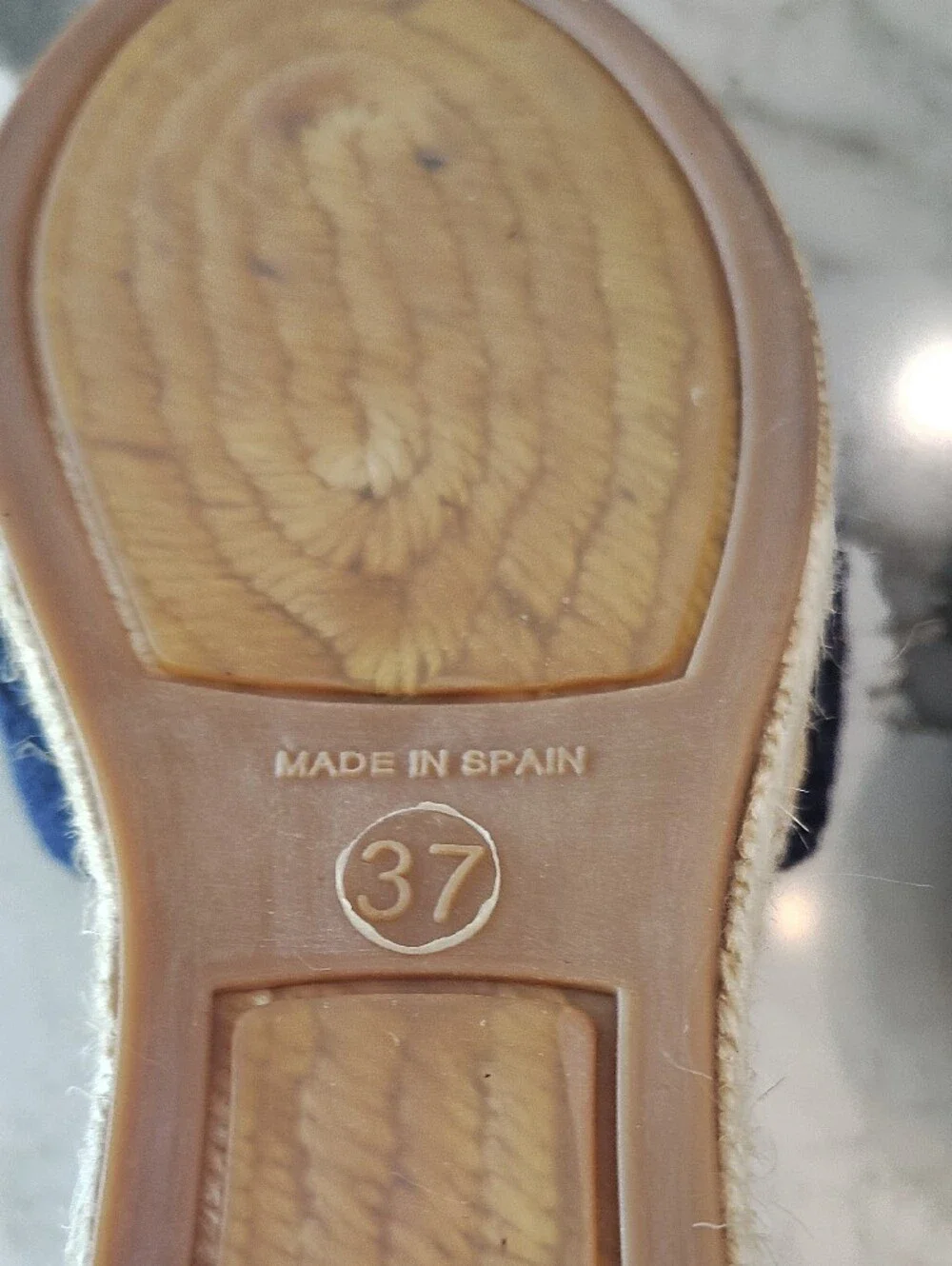 Navy Crisscross Beachy Coastal Espadrille Wedge Sandals with Tan Ankle Strap